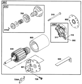 Electric Starter 2 Diagram and Parts List for 285707-0670-XX  Briggs and Stratton Engine